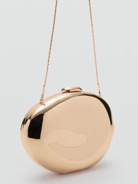 Mango Metallic Oval Clutch Bag - Rose Gold